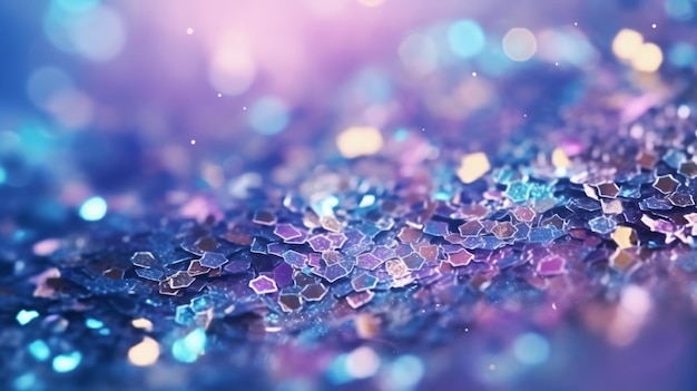 Astratto glitter argento viola luci blu sullo sfondo