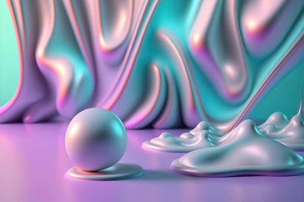 Astratto gradiente olografico 3d goccia liquido AI Generazione