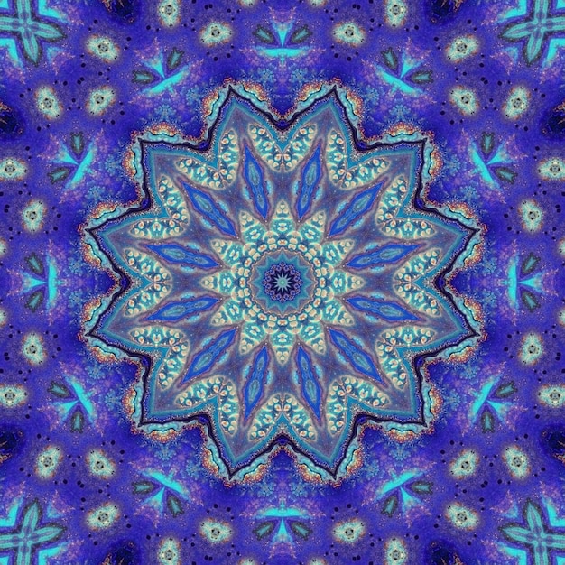 Astratto mistico quadro dipinto blu mandala di Vishuddha chakra