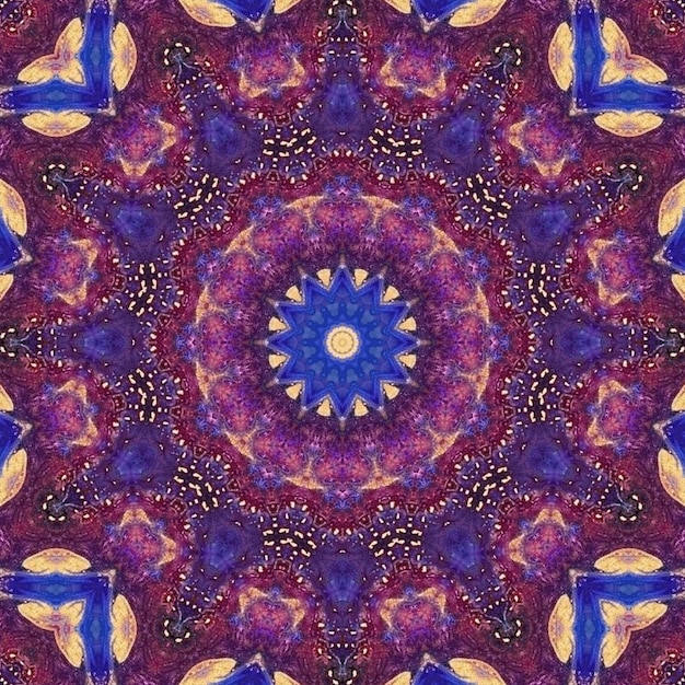 Astratto mistico quadro dipinto blu mandala di Vishuddha chakra