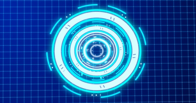 Astratto rotondo anello blu di linee elementi HUD cerchi energia futuristica scientifica hitech digitale