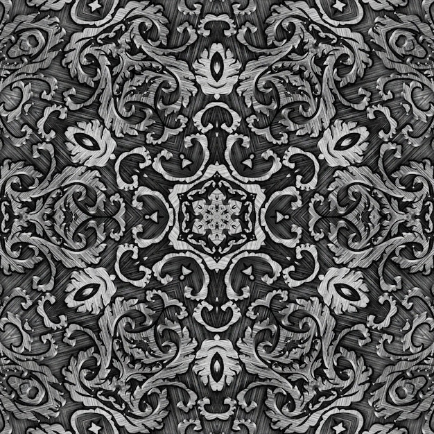 Astratto scuro vintage retrò ornamento ornato sfondo curvo geometrico simmetrico elementi modello effetto caleidoscopio