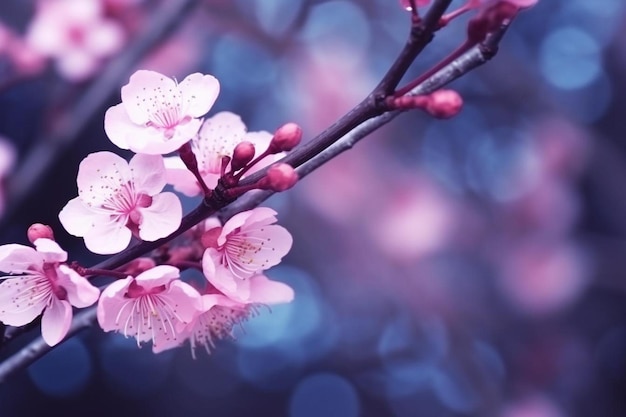 astratto sfocato artificiale di rosa fiore di sakura decorare su albero secco in giardino notturno thailandia per