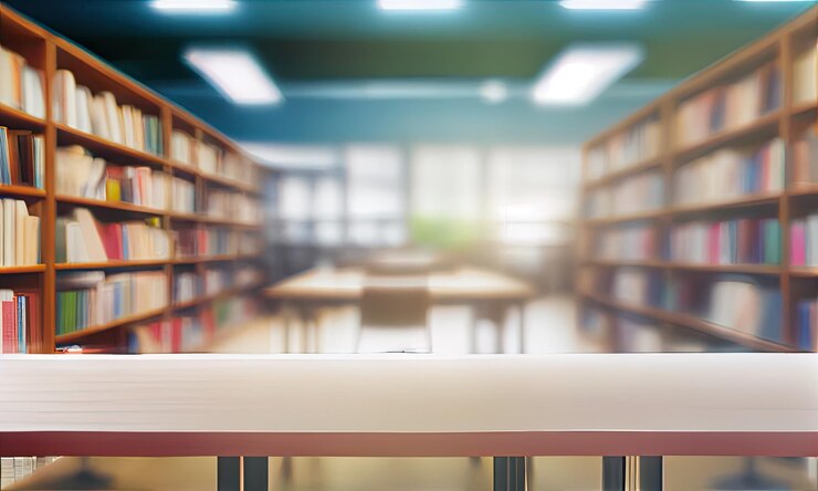 Astratto sfocato vuoto libreria universitaria spazio interno AI generativa