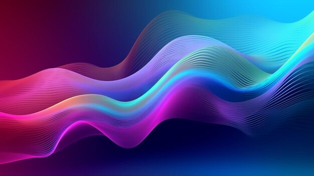 Astratto sfondo 3D con linee ondulate a strisce blu e viola