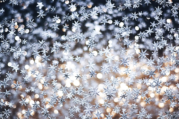Astratto sfondo argento Fiocchi di neve Natale con fiocchi di neve AI generato