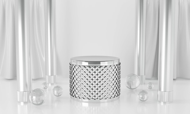 Astratto sfondo argento metallo con podio display