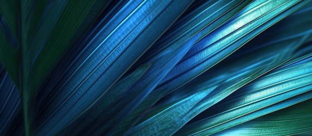 Astratto sfondo blu striscia di foglia di palma tropicale