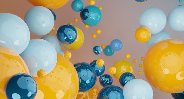 Astratto sfondo colorato arte 3d con più colori Liquido galleggiante lucido blob bolle di sapone metaballs Composizione astratta con palline colorate in diverse dimensioni Concetto di spazio di copia