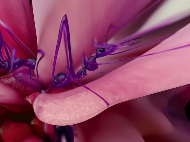 Astratto sfondo colorato fiore dalia Macro rosa formica blu