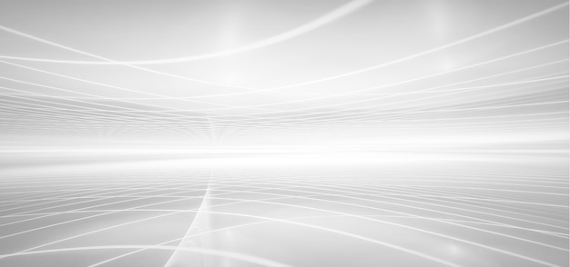 Astratto sfondo futuristico bianco con orizzonte frattale