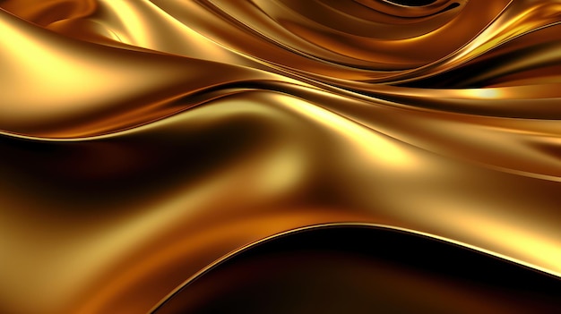 Astratto sfondo liquido ondulato con onda di metallo dorato