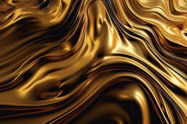 Astratto sfondo ondulato liquido dorato Design dinamico metallico IA generativa