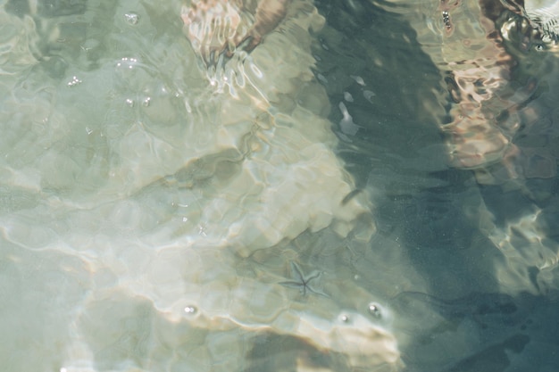 Astratto Vera bellezza natura sfondo Oceano bokeh Ondulazione mare superficie d'onda Ombra struttura profondità sott'acqua fondo sabbia attraverso acqua liquido Pallido Luce verde Tono foto immagine arte Design moderno