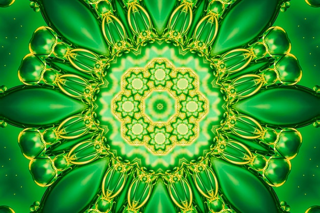 Astratto verde verde mandala caleidoscopio motivo di sfondo