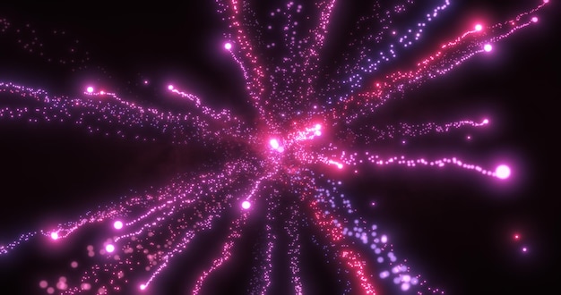 Astratto viola energia fuochi d'artificio particella saluto magico luminoso incandescente hitech futuristico con sfocatura