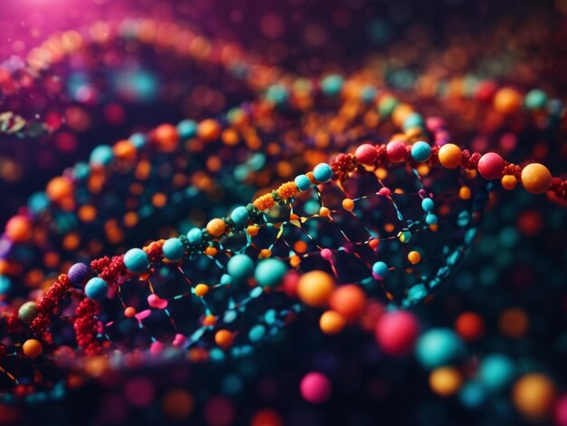 Astrazione vibrante della doppia elica del DNA che esplora gli 0 e gli 1 colorati