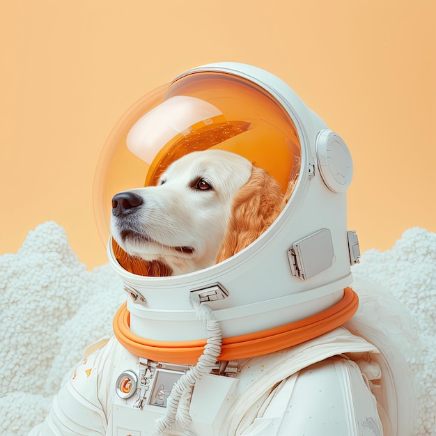 Astronauta cane in tuta spaziale Ritratto di animale domestico spaziale in stile pop art AI