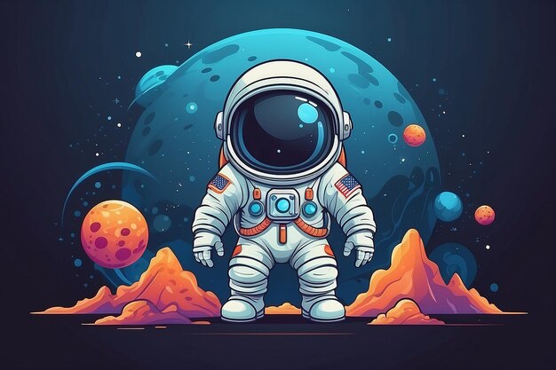 Astronauta carino con il pensiero confuso cartone animato icona vettoriale illustrazione scienza tecnologia appartamento isolato