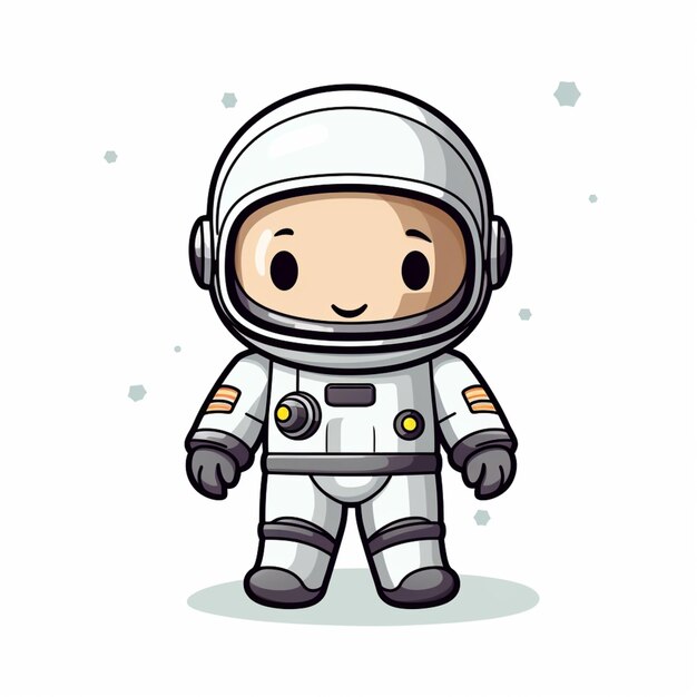 astronauta cartone animato in tuta spaziale bianca con stelle e pianeti sullo sfondo ai generativi