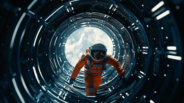 Astronauta che attraversa il tunnel per un'altra compagnia.