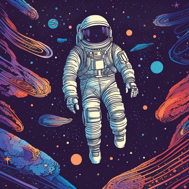 astronauta che galleggia nel vasto vuoto dello spazio