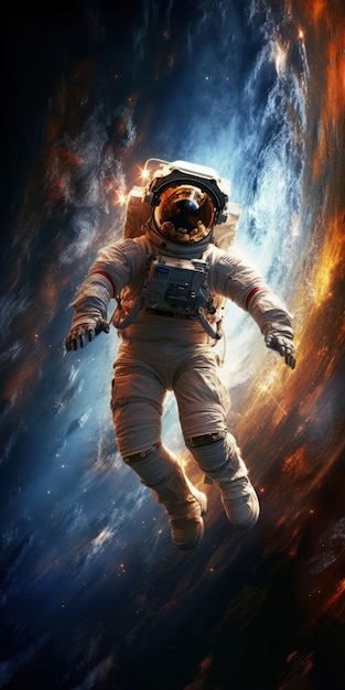 Astronauta che galleggia nello spazio