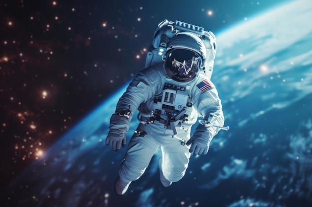 Astronauta che galleggia sopra la Terra