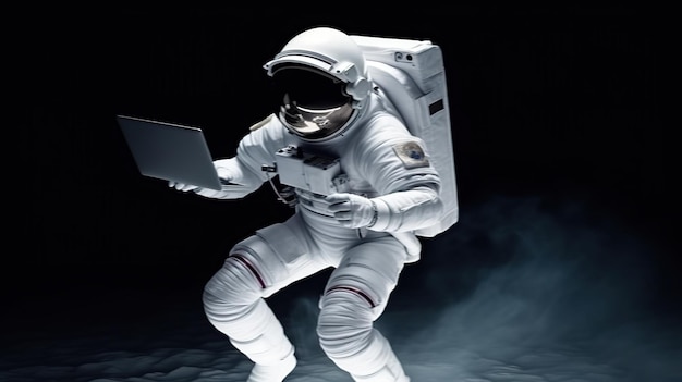 astronauta che usa un portatile