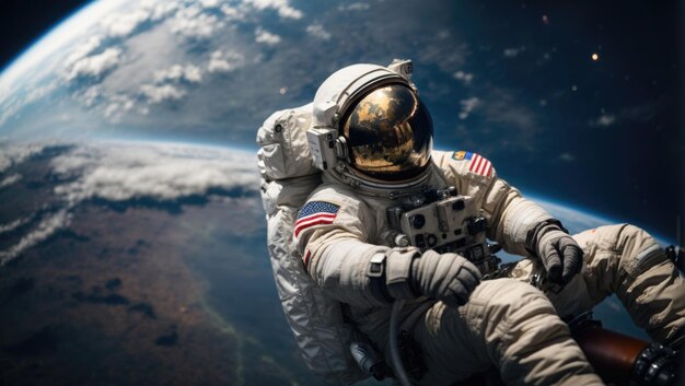Astronauta fluttuante sopra lo splendore della Terra