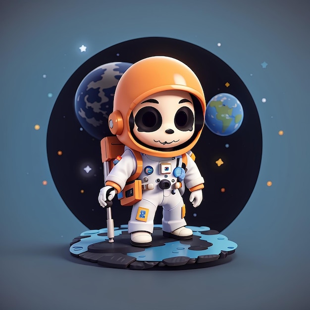 astronauta grim reaper con pianeta cartone animato icona vettoriale illustrazione vacanza scientifica isolata