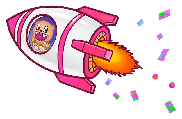 Astronauta in razzo adesivo png sfondo trasparente