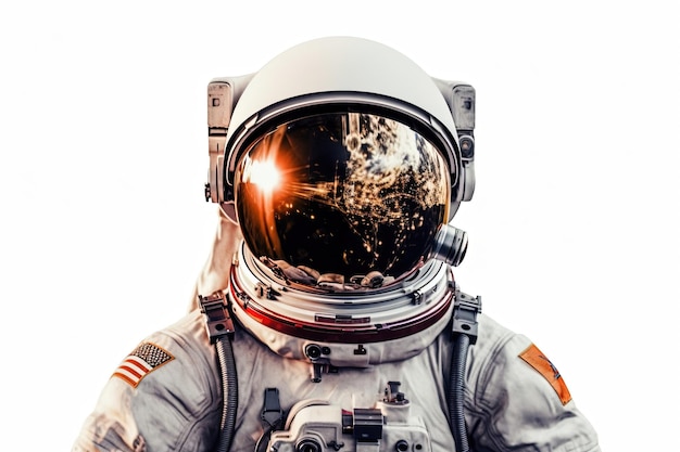 Astronauta in tuta con sfondo isolato