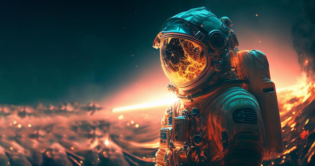 Astronauta in tuta spaziale Illustrazione dell'IA generativa