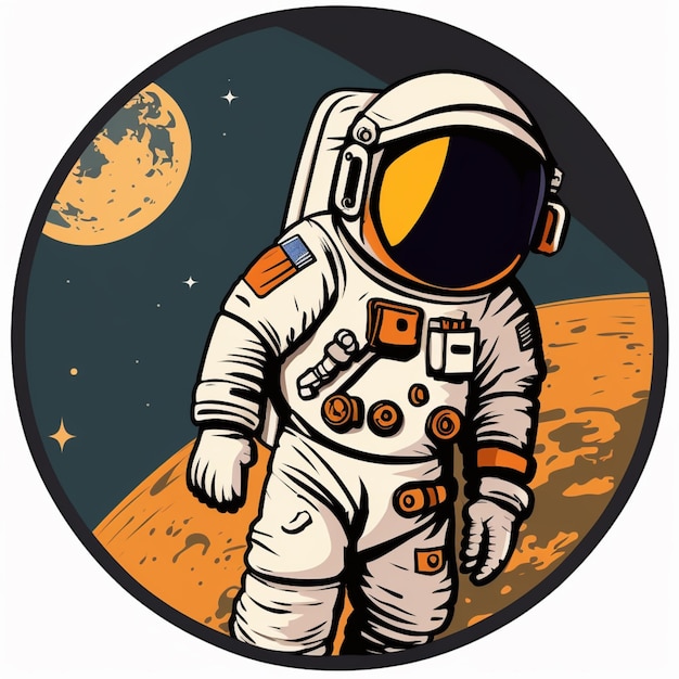 Astronauta in tuta spaziale in piedi sulla superficie della luna generativa ai