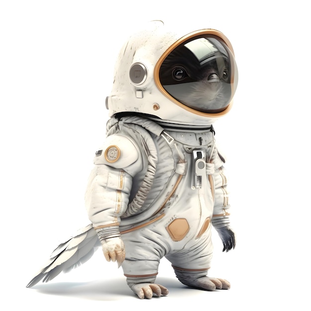 Astronauta isolato su sfondo bianco Illustrazione 3D con tracciato di ritaglio