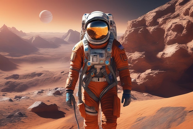 astronauta nel pianeta spaziale marsastronauta nello spazio pianeta marsastronauta nel deserto