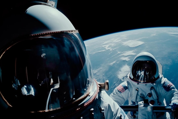 Astronauta nello spazio accanto a un globo