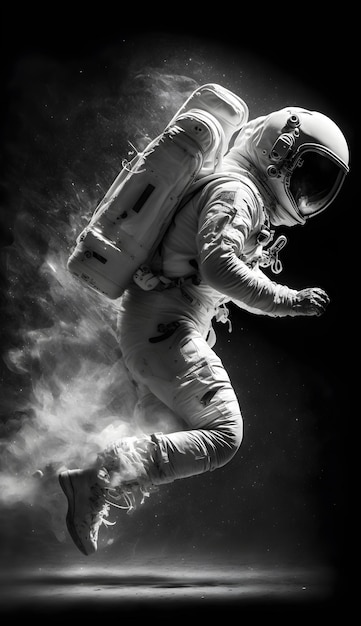 astronauta nello spazio in bianco e nero