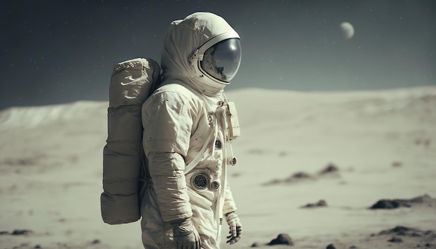 Astronauta sulla luna Fantascienza Stile retrò IA generativa