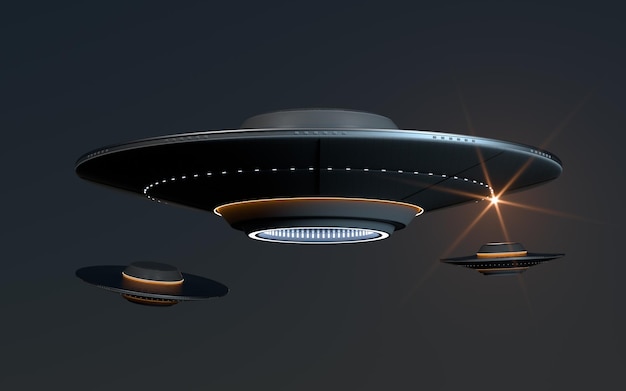 Astronavi UFO di fantascienza rendering 3d