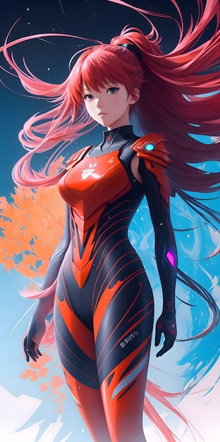 Asuka Langley in Luminous Detail Un dipinto Anime Waifu iperdettagliato