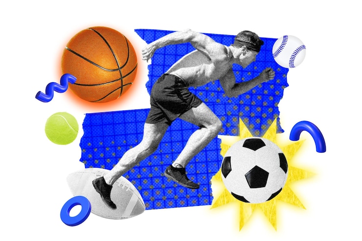 Foto atletico png collage remix sfondo trasparente