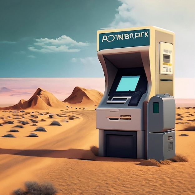 ATM nel deserto finanziario concetto astratto generativo