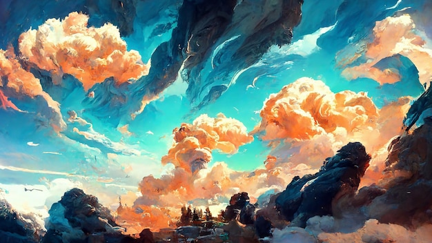 Atmosfera Cielo sereno con nuvole Texture illustrazione 3D