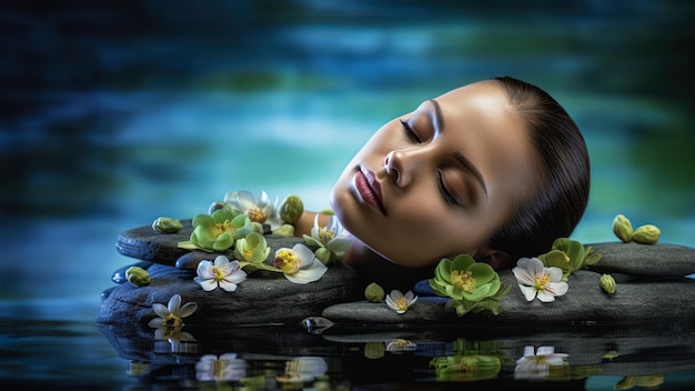 Atmosfera di spa scena tranquilla luce morbida di spa elementi naturali rilassanti benessere olistico