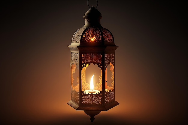 Atmosfera notturna del Ramadan con lanterne sospese