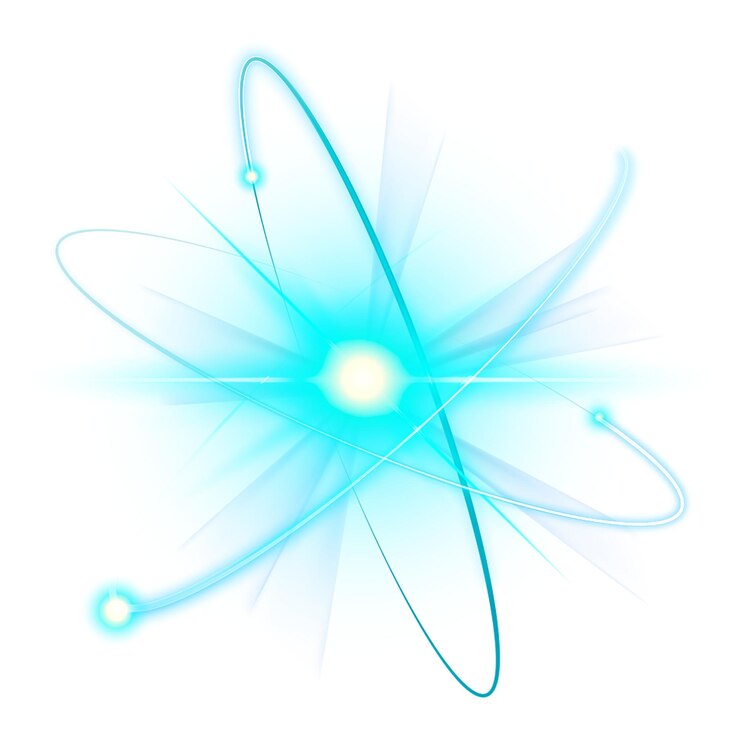 Photo atom science biotechnology blue png neon graphic