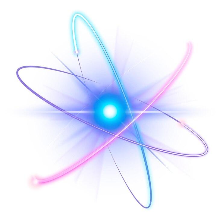 Photo atom science biotechnology purple png neon graphic