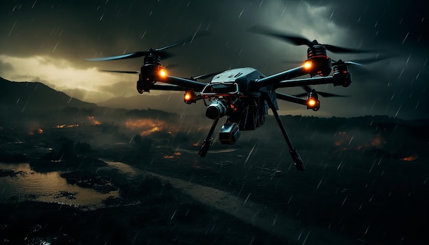 Attacco con droni fotografia di scene d'azione realistiche